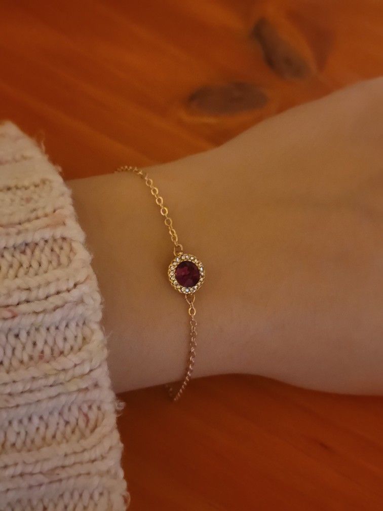 Anti-Tarnish Solitaire Studded Bangle Bracelet