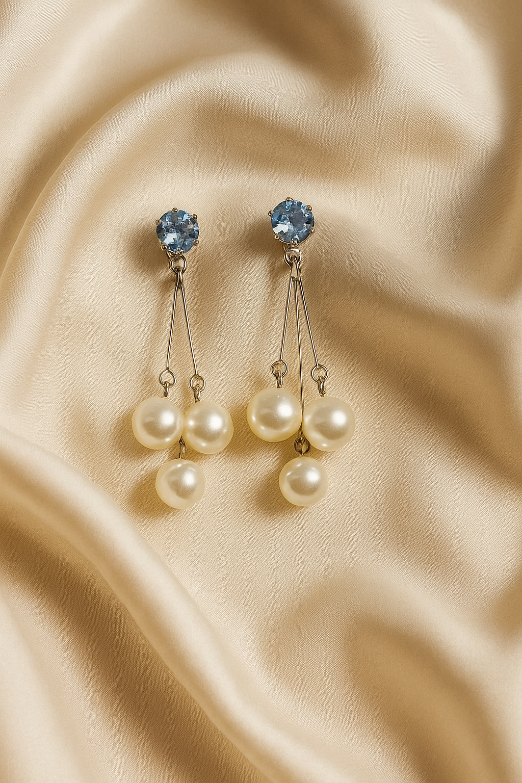 Graceful Tides – Triple Pearl Drop Earrings