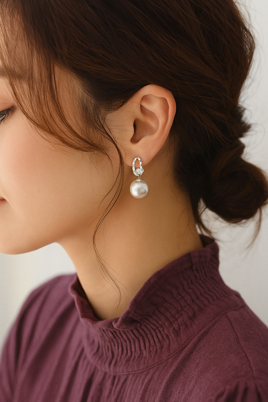 Modern Pearl Hoops