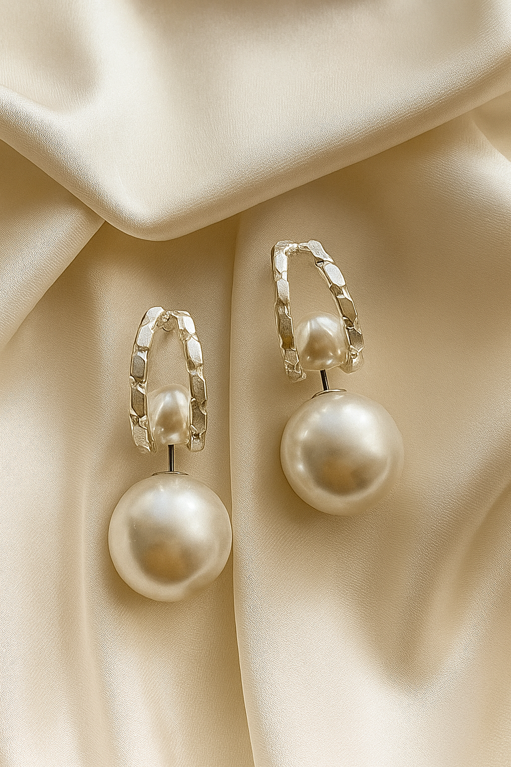 Modern Pearl Hoops