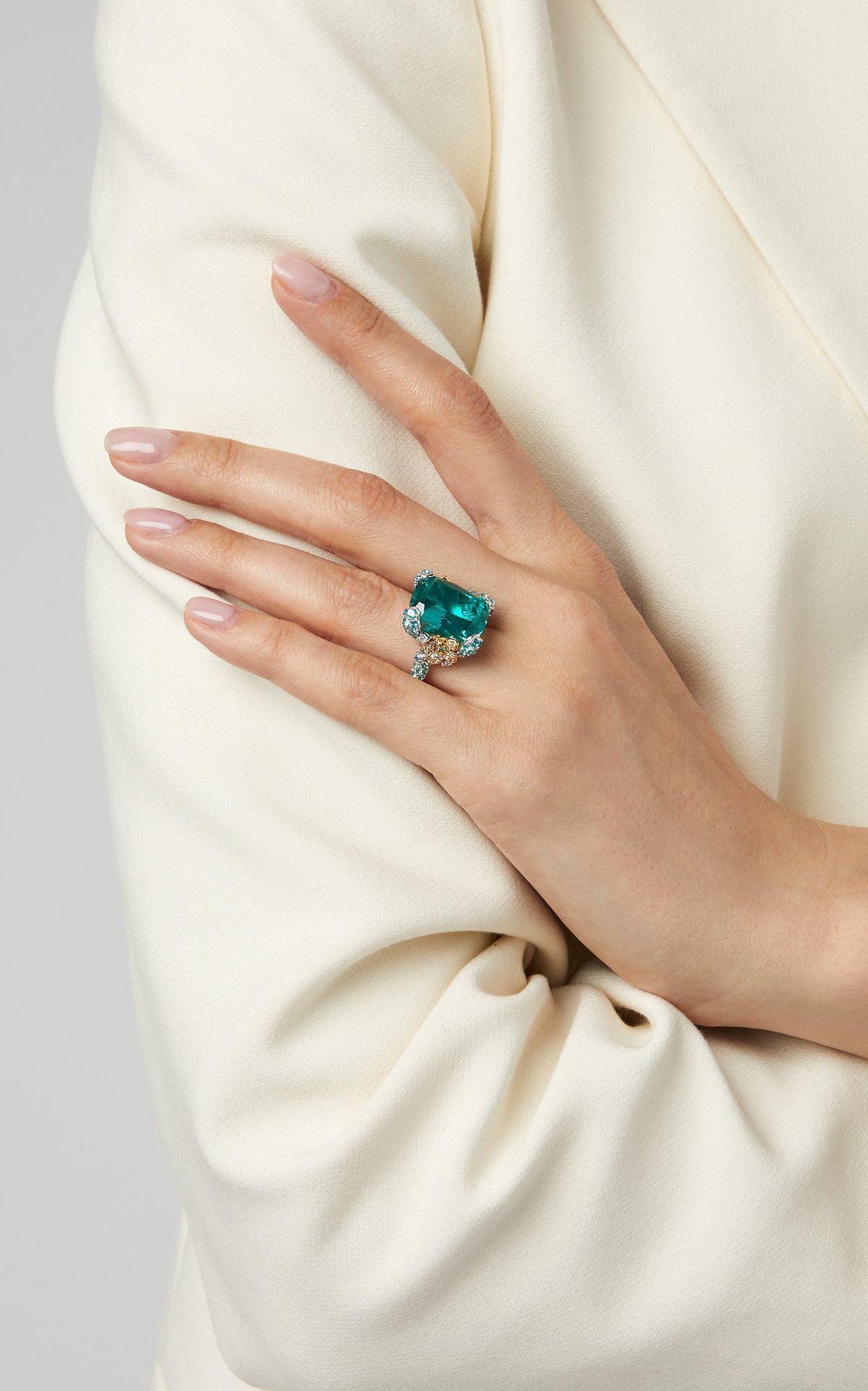 Anti-Tarnish Rectangle Shape Vintage Crystal Ring